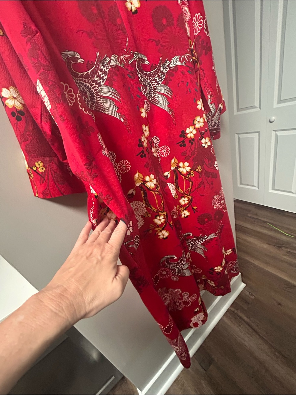 Natori Floral Half Zip Caftan Red 2X - Picture 12 of 15